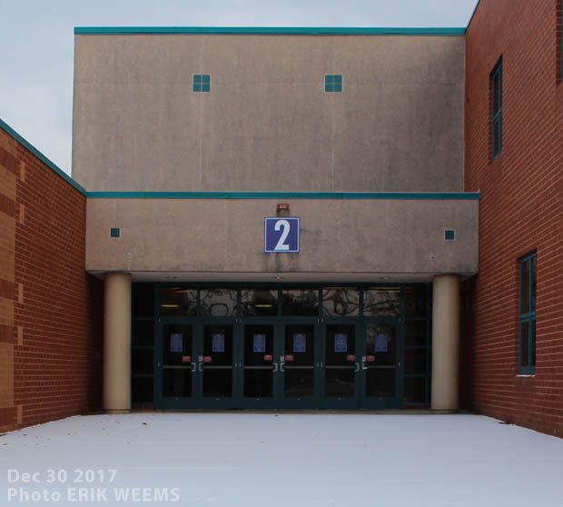 Snow at Chantilly High School Entrance Number 1 Snow at Chantilly High School Entrance Number 1